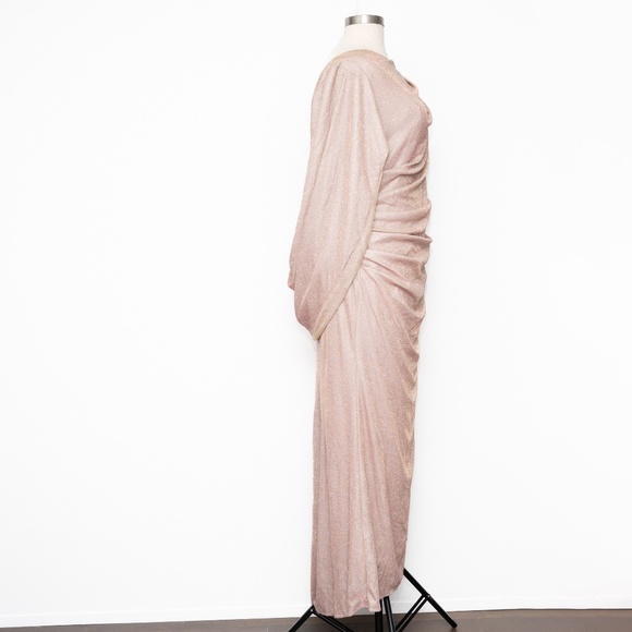 Betsy & Adam - Petite "Gracie" Galaxy Knit Glitter Draped Gown - Picture 3 of 12